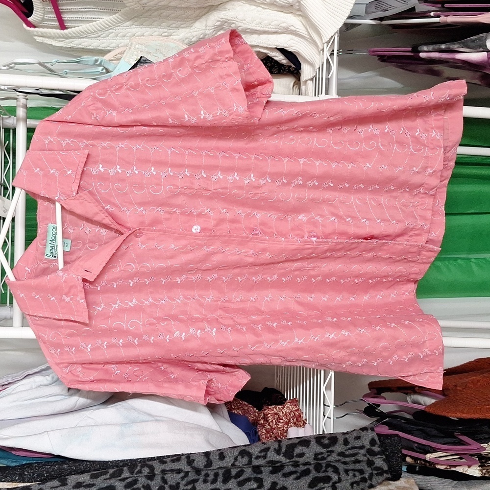 SARA MORGAN PINK BUTTON DOWN TOP SIZE XLP